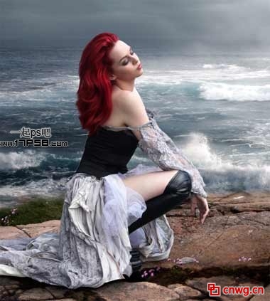 photoshop教程合成海边绝望的美女