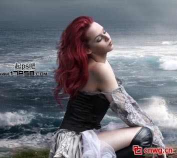 photoshop教程合成海边绝望的美女