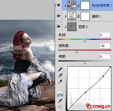 photoshop教程合成海边绝望的美女