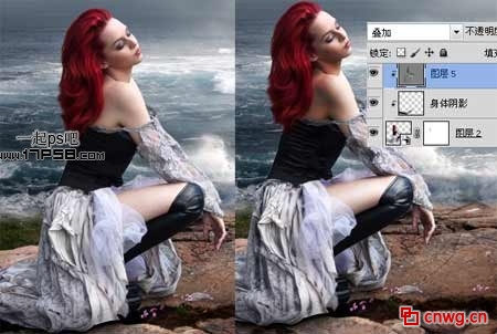 photoshop教程合成海边绝望的美女